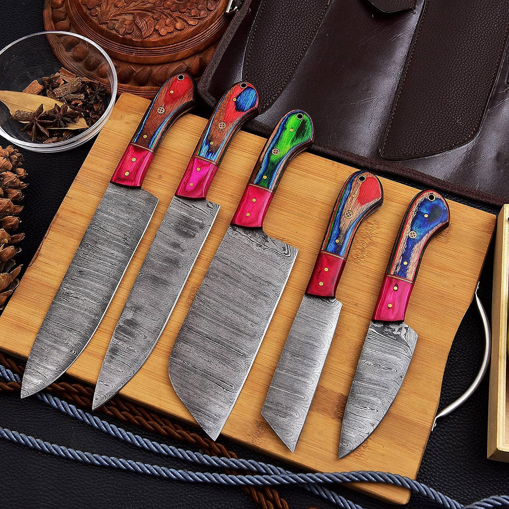Kitchen Chef Knife Set  Professional Steel Knive Set With Leather Bag