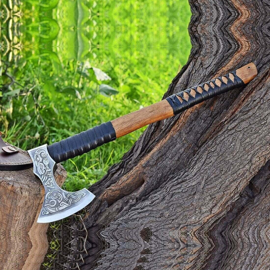 Hand Forged Carbon Steel Axe | Handmade Viking Axe | Camping Hunting and Outdoor axe | Xmas Gift