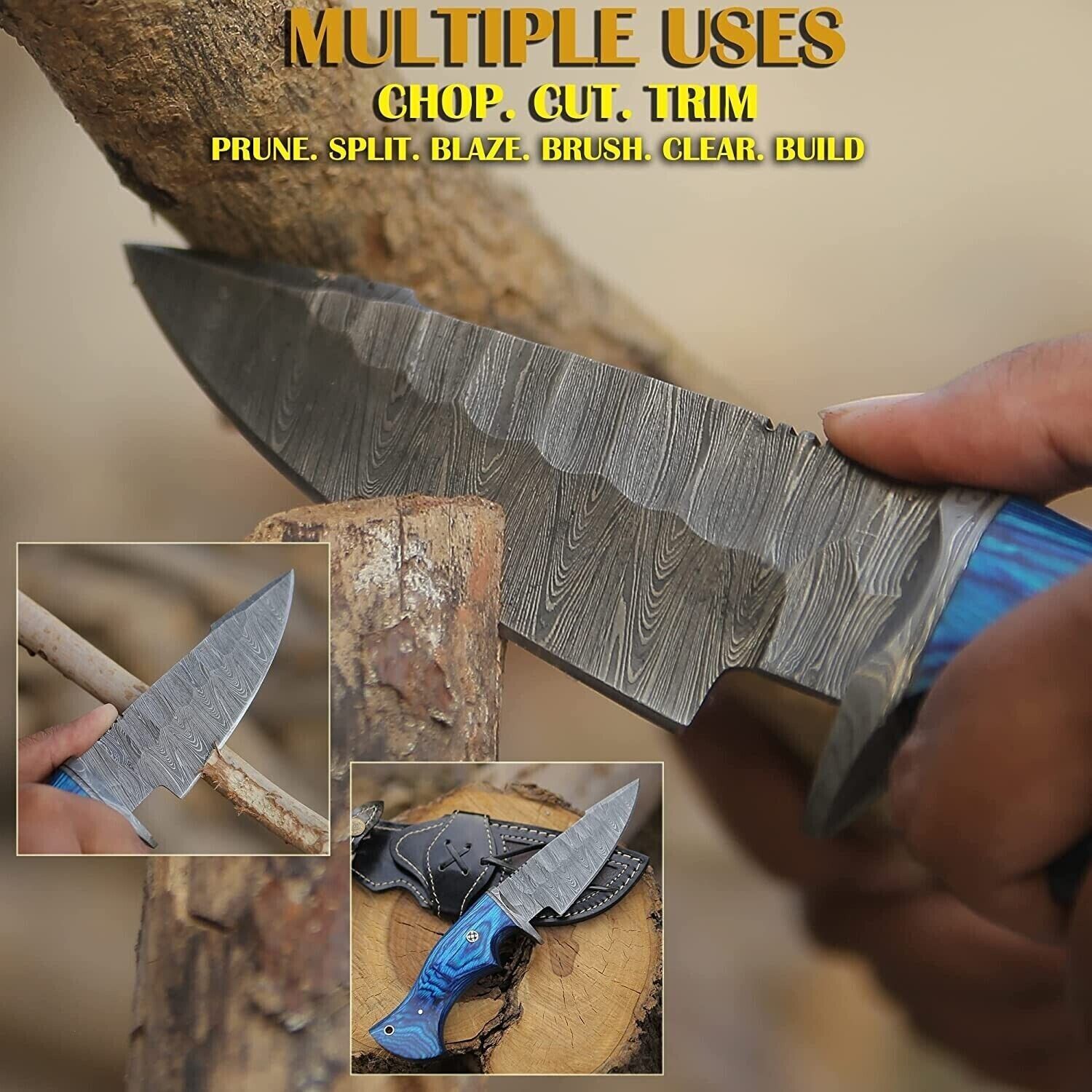 Blue wood handle knife