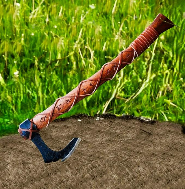 Viking Handmade Rune Engrave Carbon Steel Viking Hunting Camping Axe