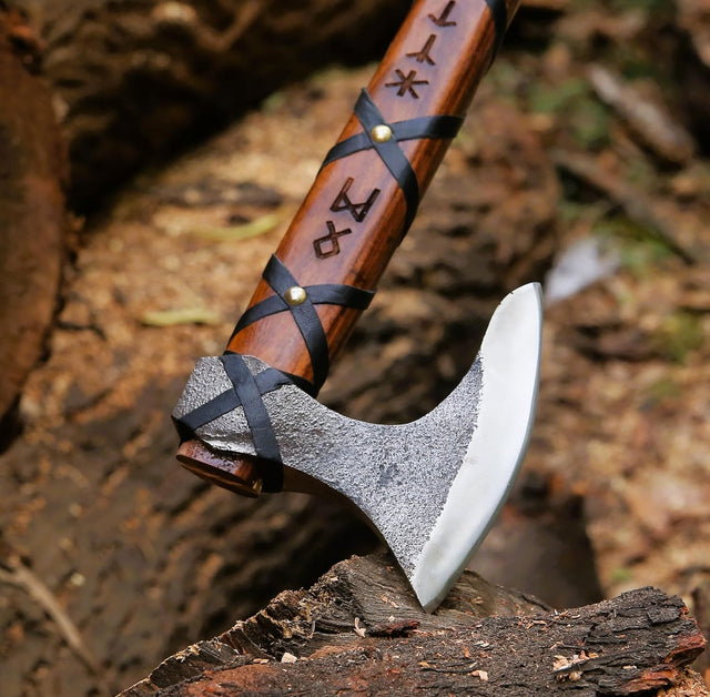 Viking Axe Ragnar Lothbrok Handmade Hatchet Hunting Axe Carbon Steel Blade